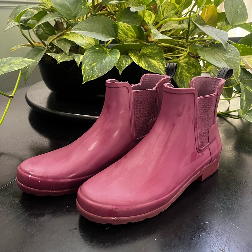 Hunter Purple Winter Rain Boots with Fleece Lining